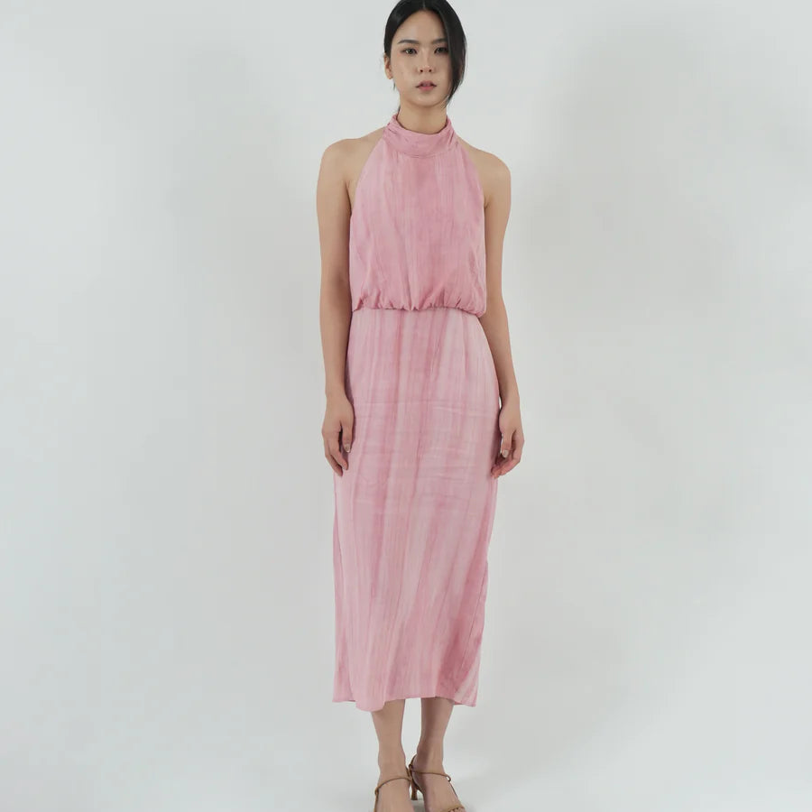 HIGH NECK OPEN BACK DRESS