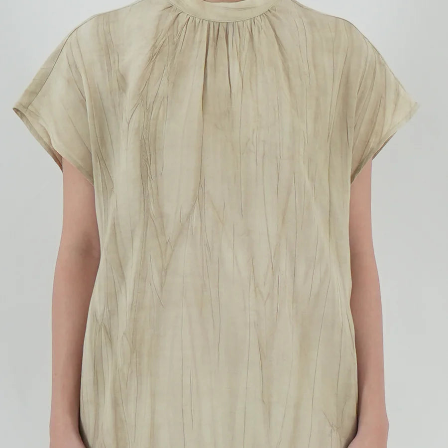 HIGH NECK GATHERED DRESS