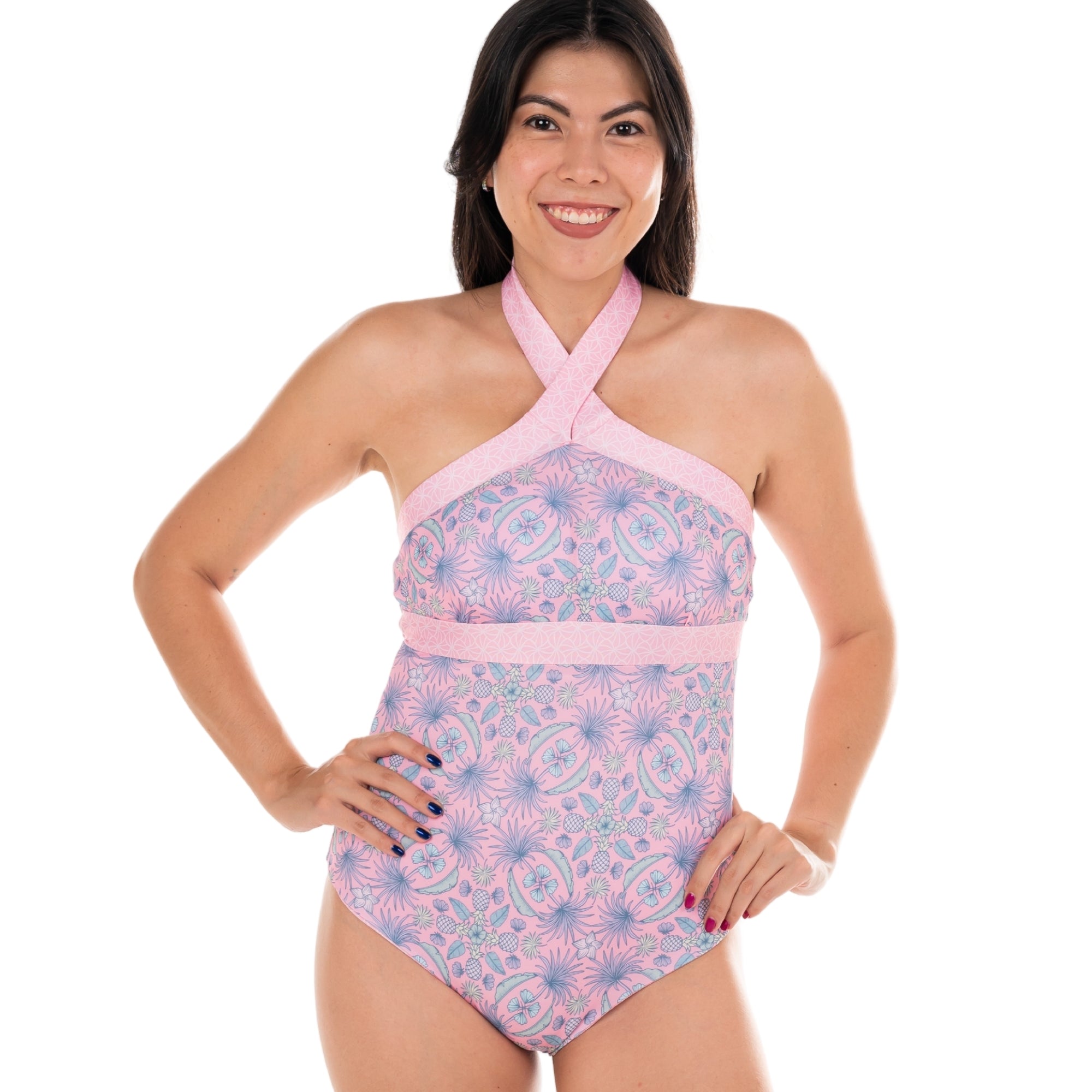 Tenerife High Neck Halter One Piece Swimsuit - Reversible