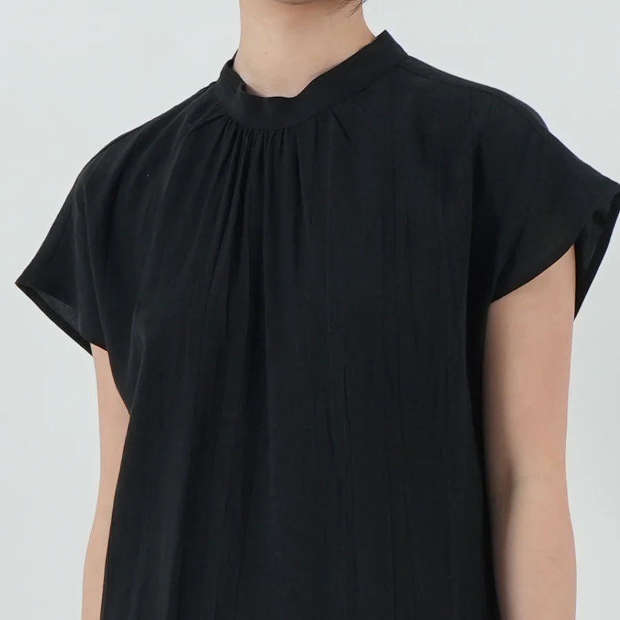 HIGH NECK GATHERED DRESS