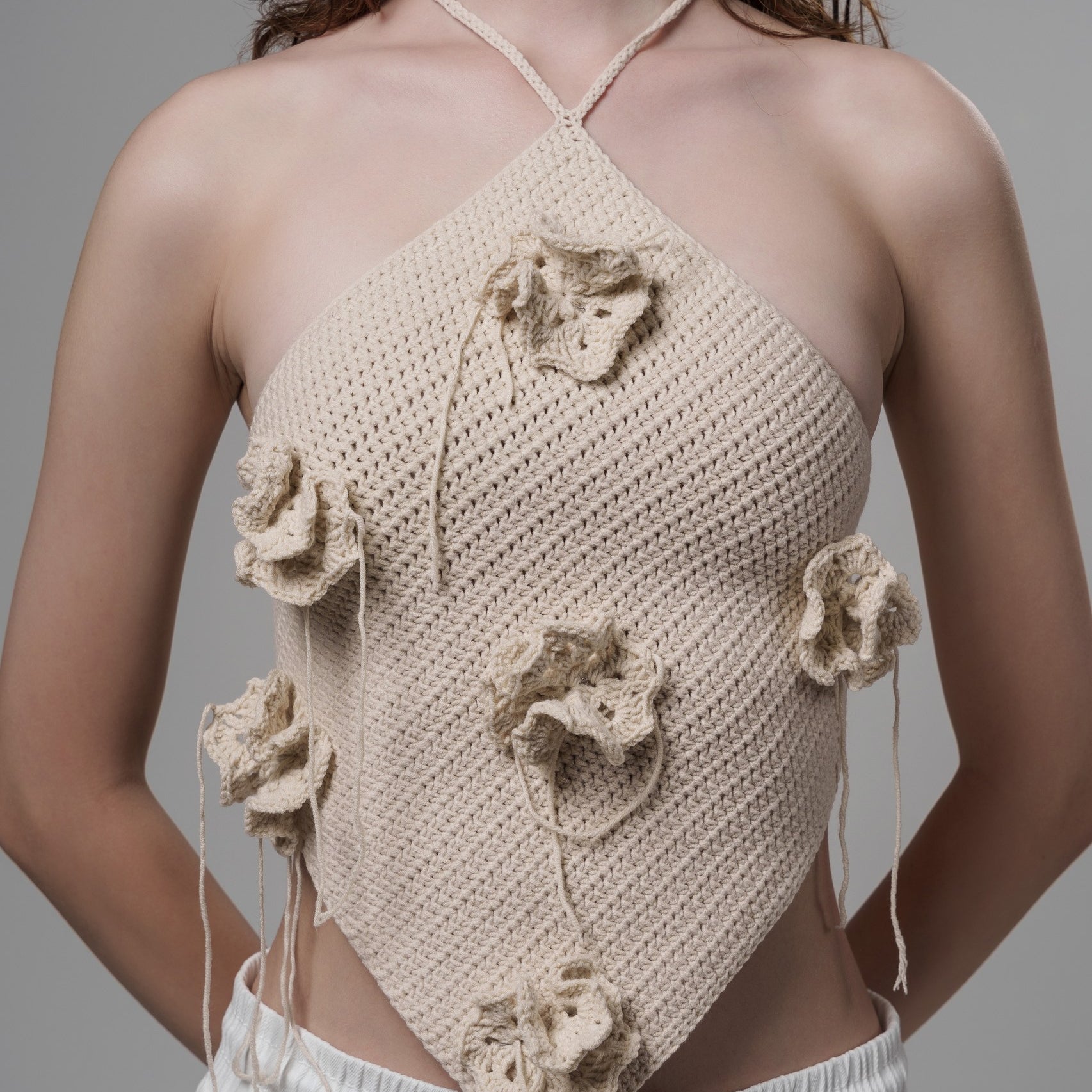 CROCHET HALTER TOP WITH TIES