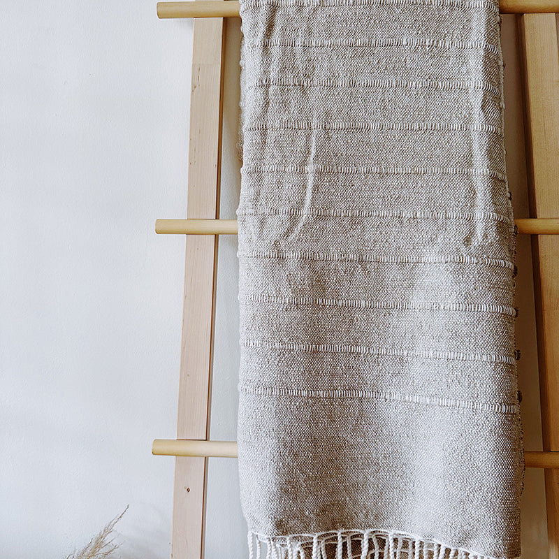 Cambodian Handwoven Throw - Rustic Full Stripes