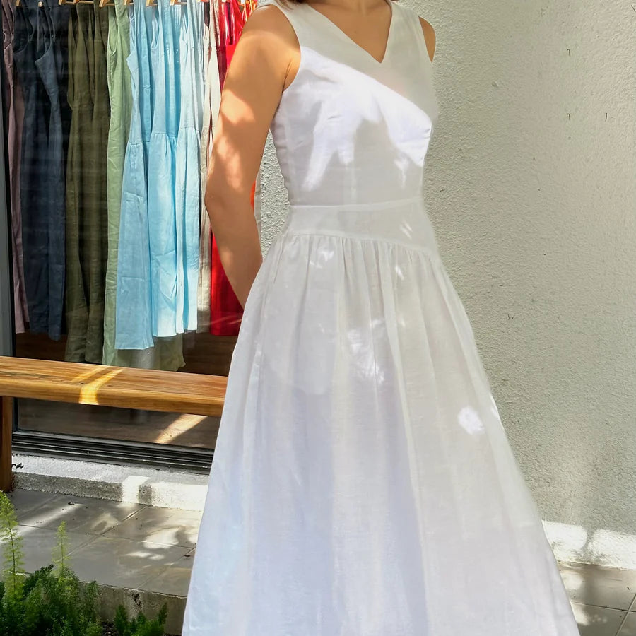 ASYMMETRICAL GATHERED DRESS