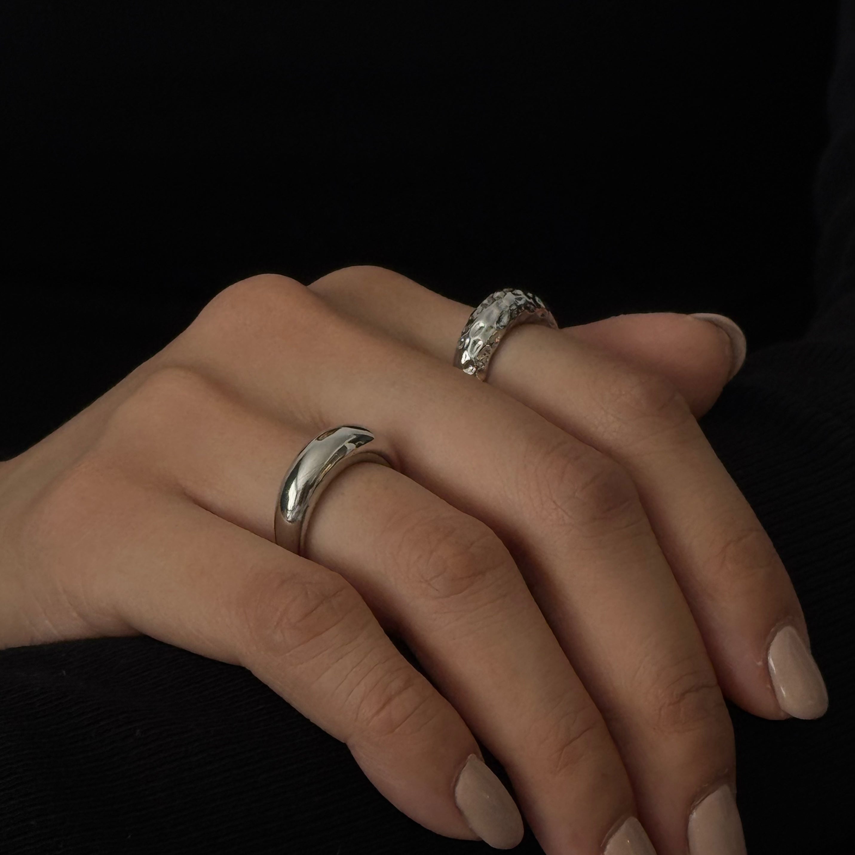 Hammered Half Moon Ring