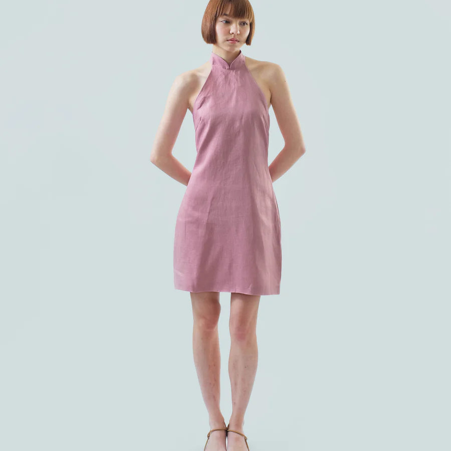 ORIENTAL HALTER MINI DRESS