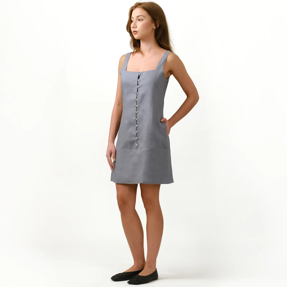 BUTTON FRONT MINI DRESS