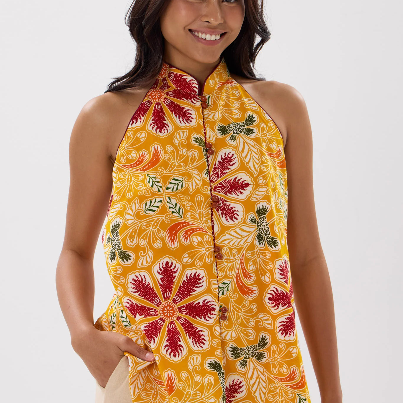 LING HALTER CHEONGSAM TOP