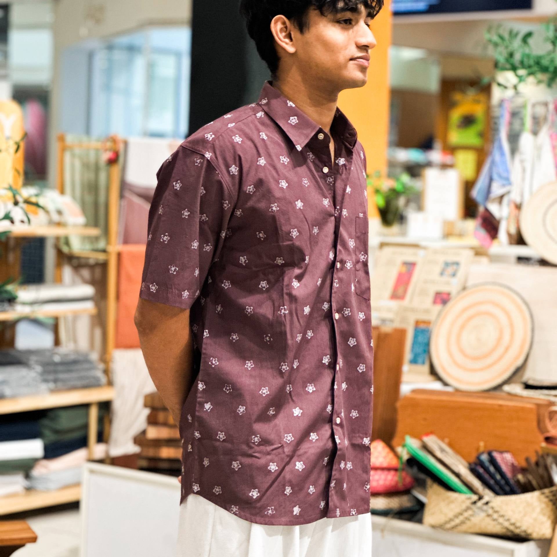 FRANGIPANI BATIK SHORT SLEEVE SHIRT