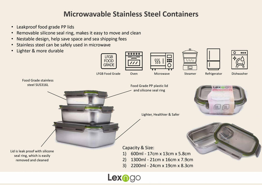 Microwavable Stainless Steel Food Containers
