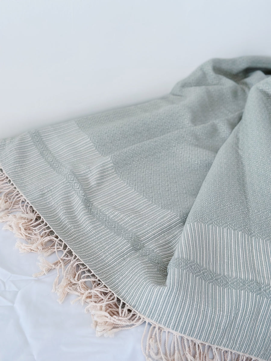 Cambodian Handwoven King Throw - Olive