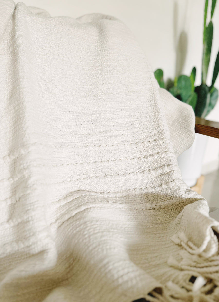Cambodian Handwoven Throw - Off White