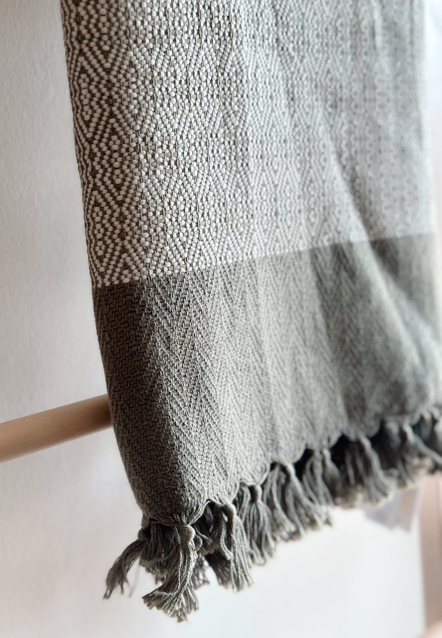 Cambodian Handwoven Throw - Olive Green