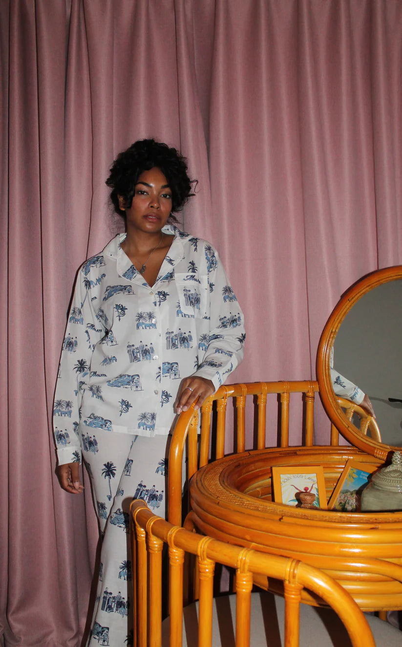 Pajama Set - Toile de Malaya Blue