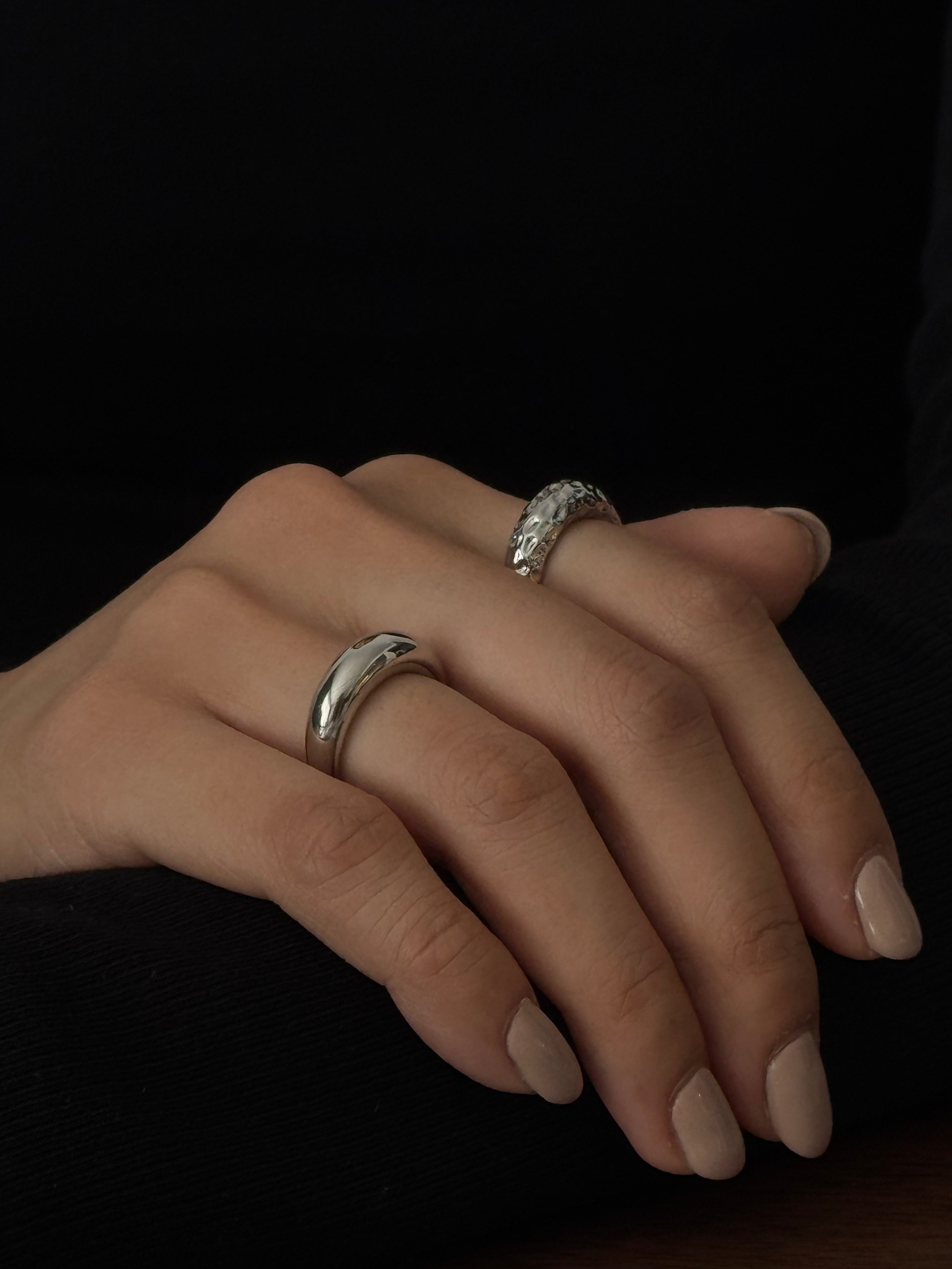 Hammered Half Moon Ring