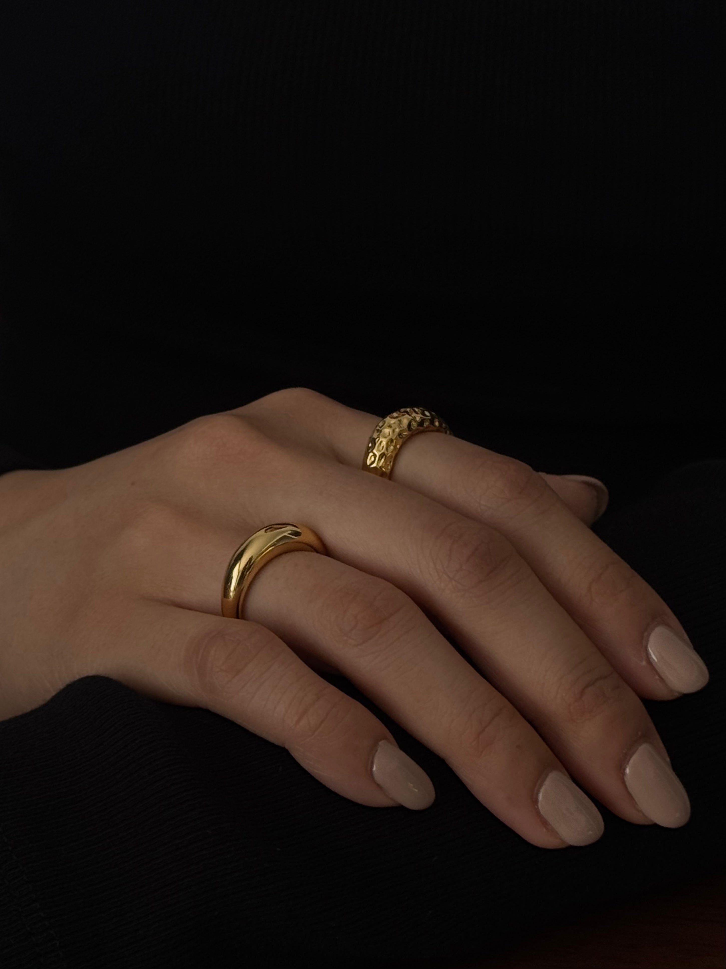 Hammered Half Moon Ring